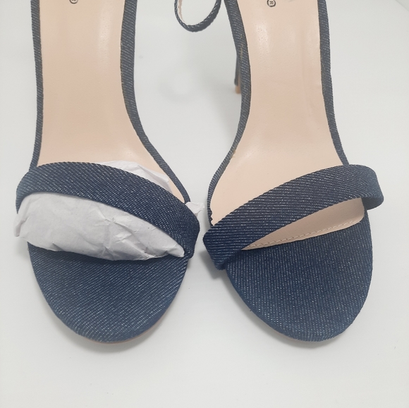 Qupid Ankle Straps Denim Heels NEW - Picture 6 of 9